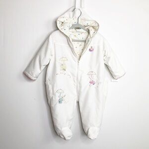 M.MAM.E off-white embroidered baby snowsuit